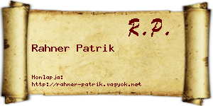 Rahner Patrik névjegykártya